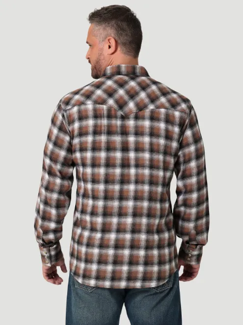 112330474 - Wrangler Men’s Retro LS Flannel Western Snap Shirt -Aztec Brown