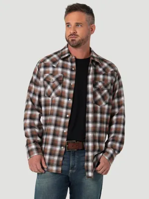 112330474 - Wrangler Men’s Retro LS Flannel Western Snap Shirt -Aztec Brown