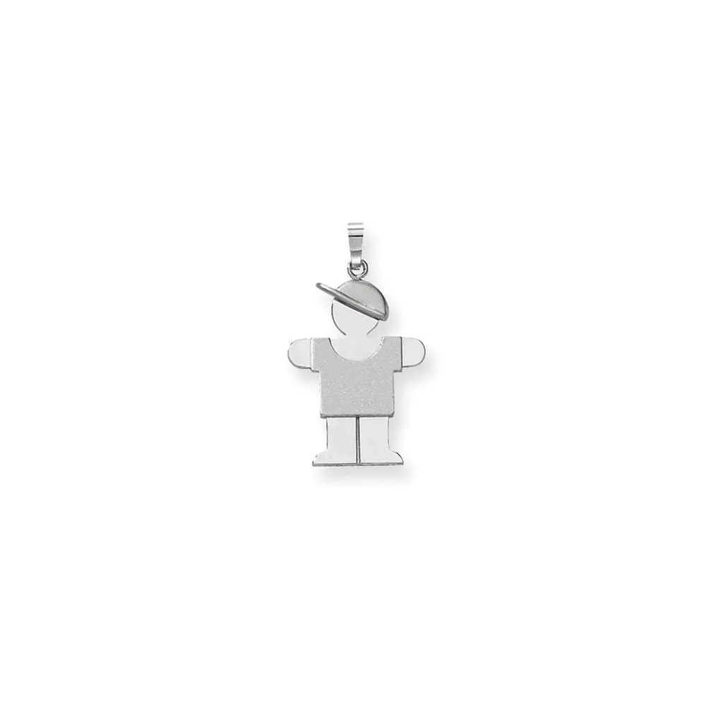 14 White Gold Solid Medium Boy With Hat Hugs Charm