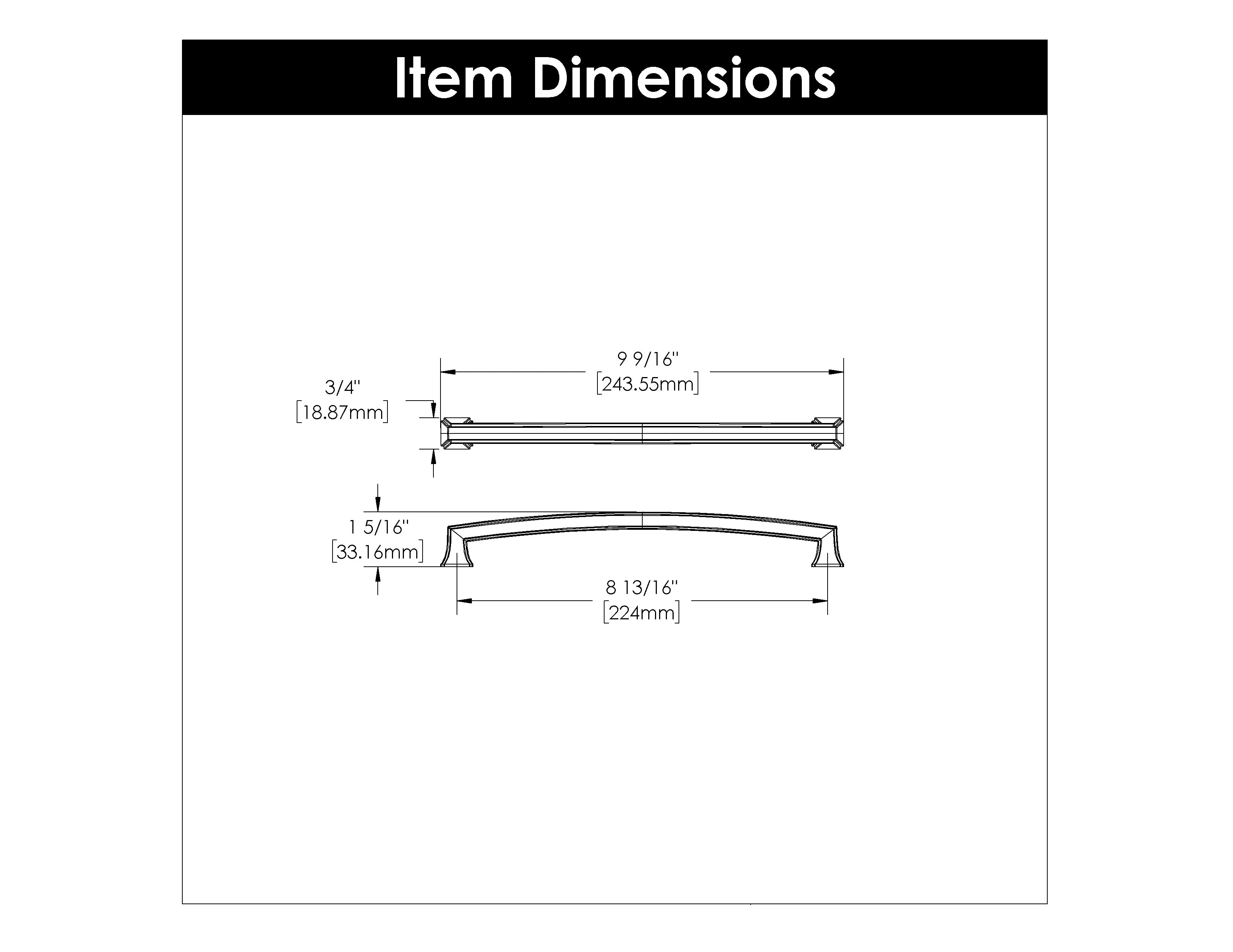 8-13/16 inch (224mm) Bridges Cabinet Pull