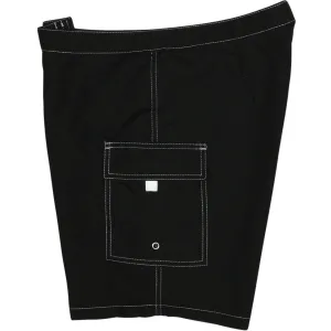 A Solid Color (Classic Black/White Stitching) Womens Board/Swim Shorts - 11"