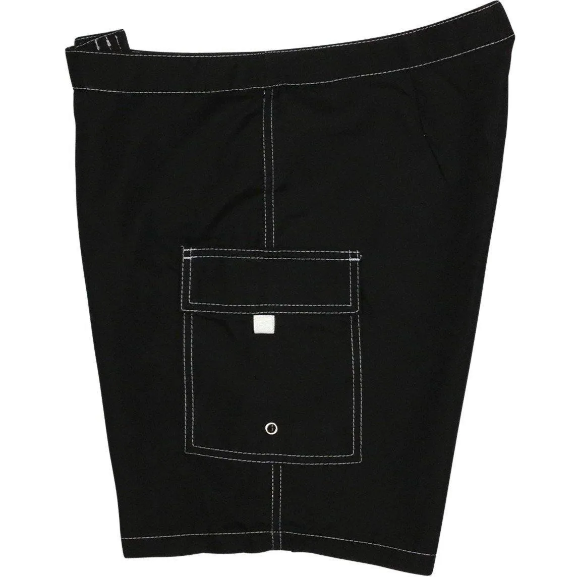 A Solid Color (Classic Black/White Stitching) Womens Board/Swim Shorts - 11"