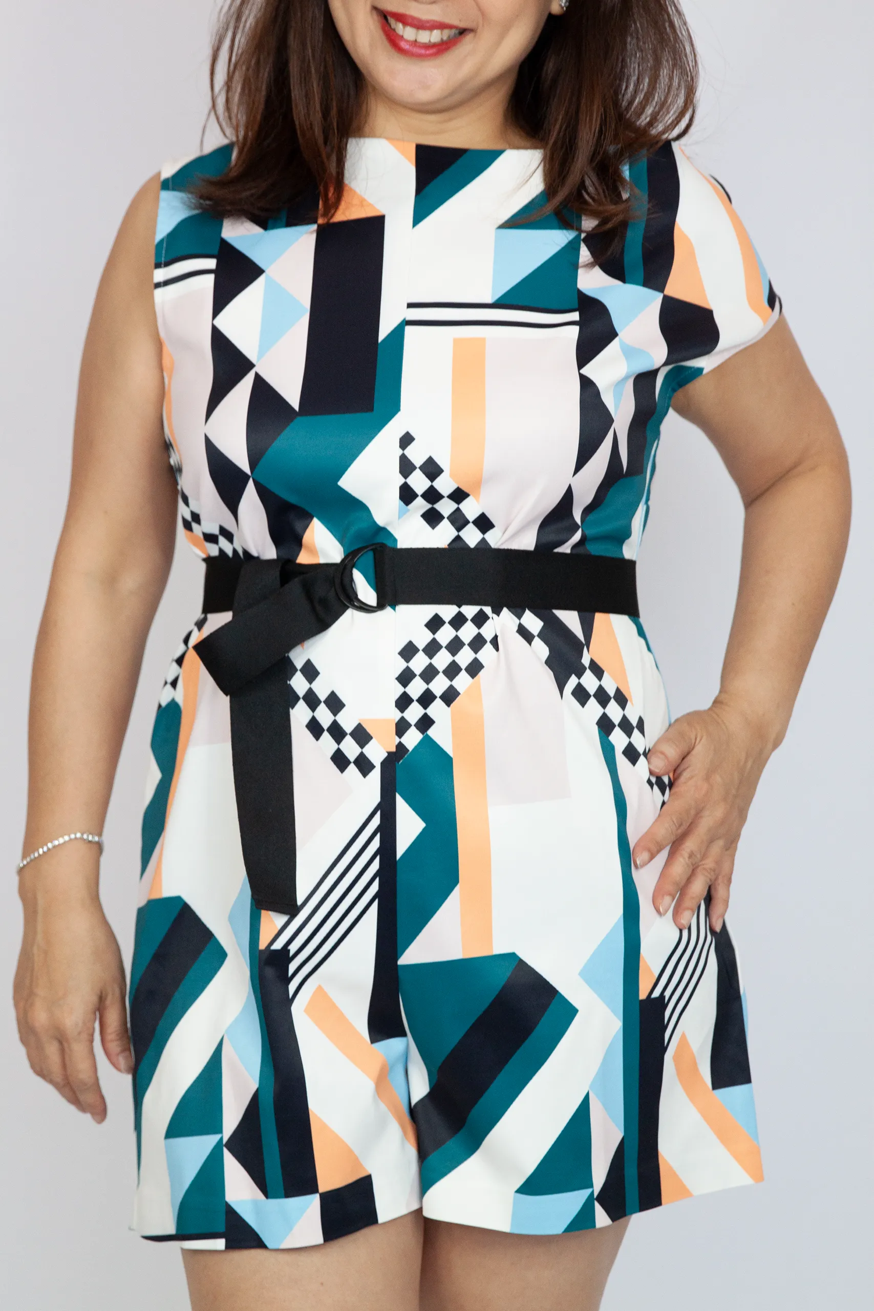 Abstract Geometric Printed Romper