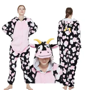 Adult Animal Onesie - Pink Milk Cow