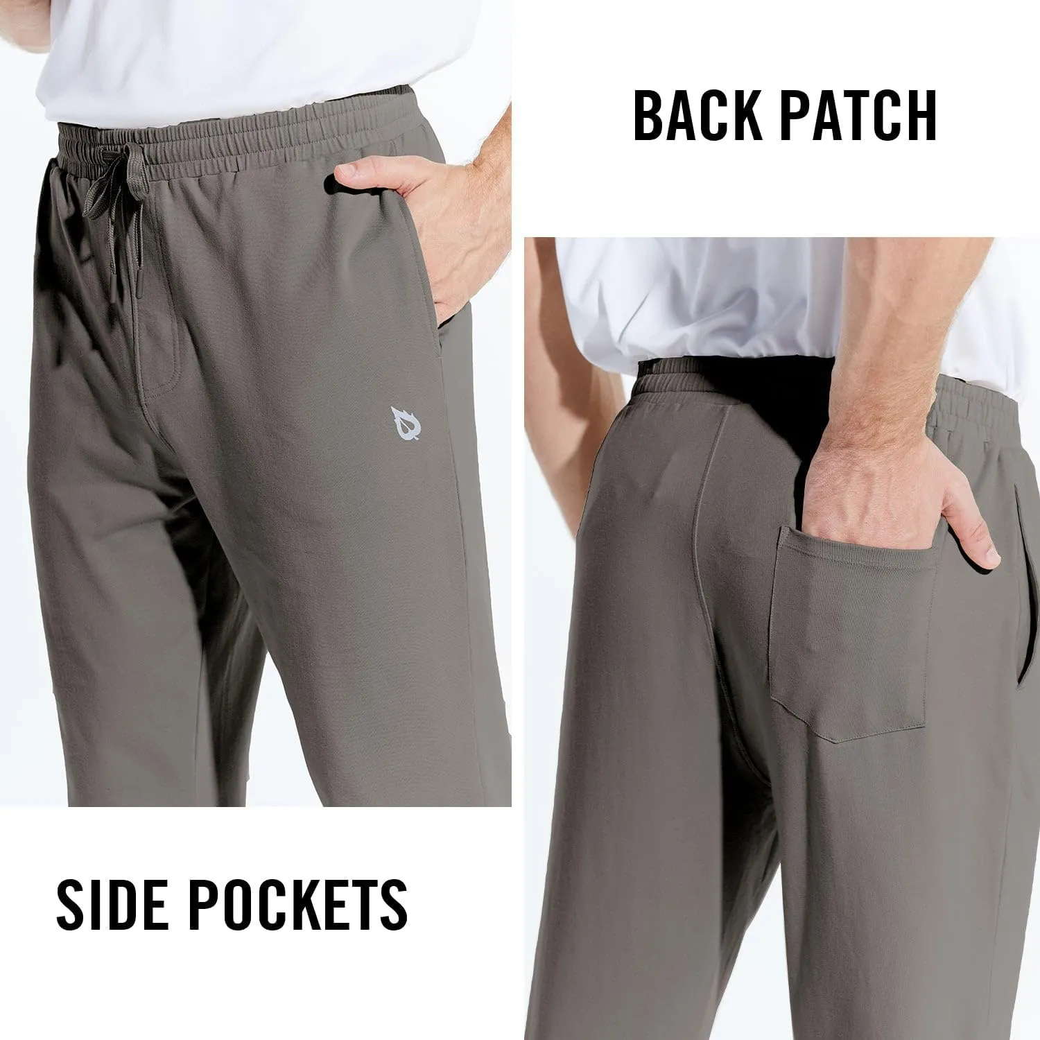 baleaf Men's 27" Cotton Sweatpants Sports Running Hiking Joggers Pants Lightweight Lounge Pocketed Pajamas 7/8 Length