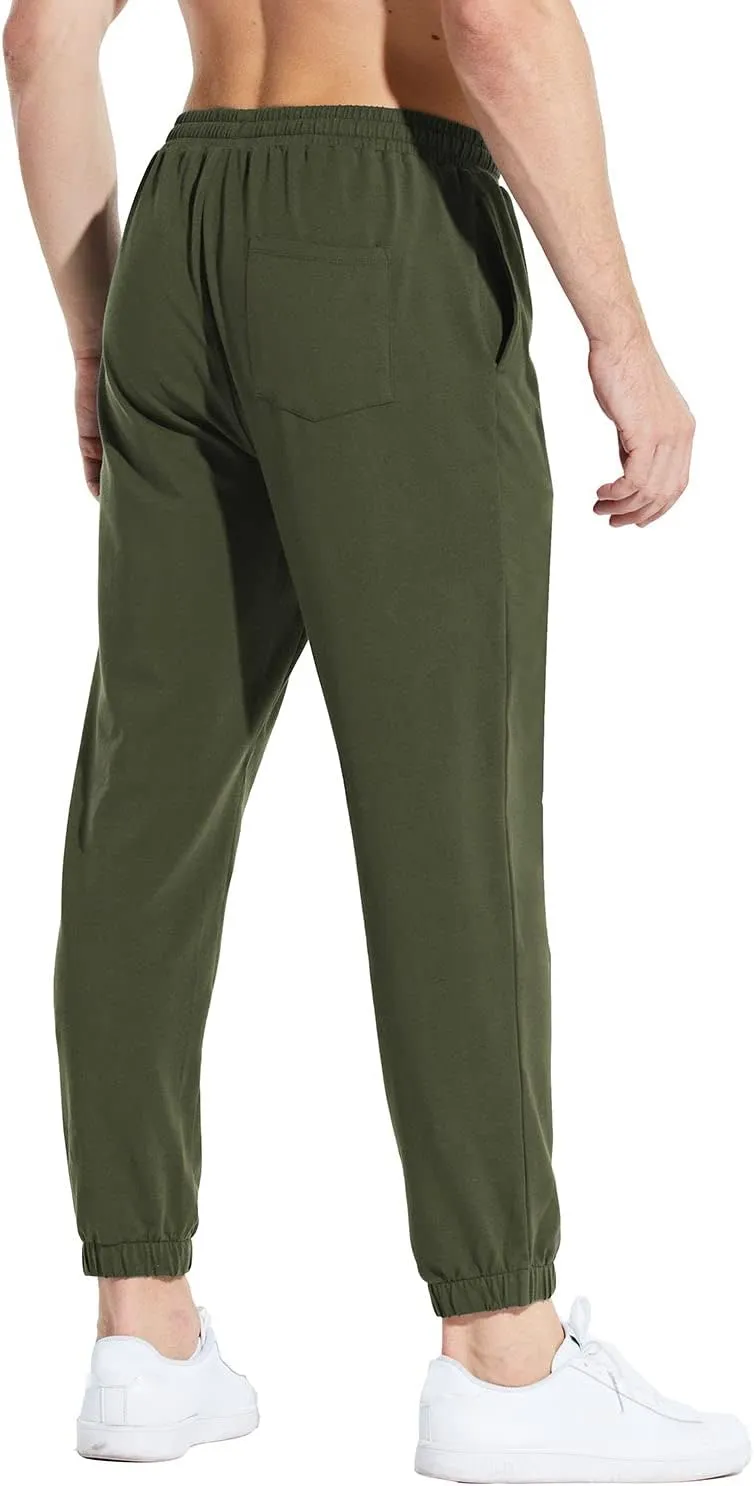 baleaf Men's 27" Cotton Sweatpants Sports Running Hiking Joggers Pants Lightweight Lounge Pocketed Pajamas 7/8 Length
