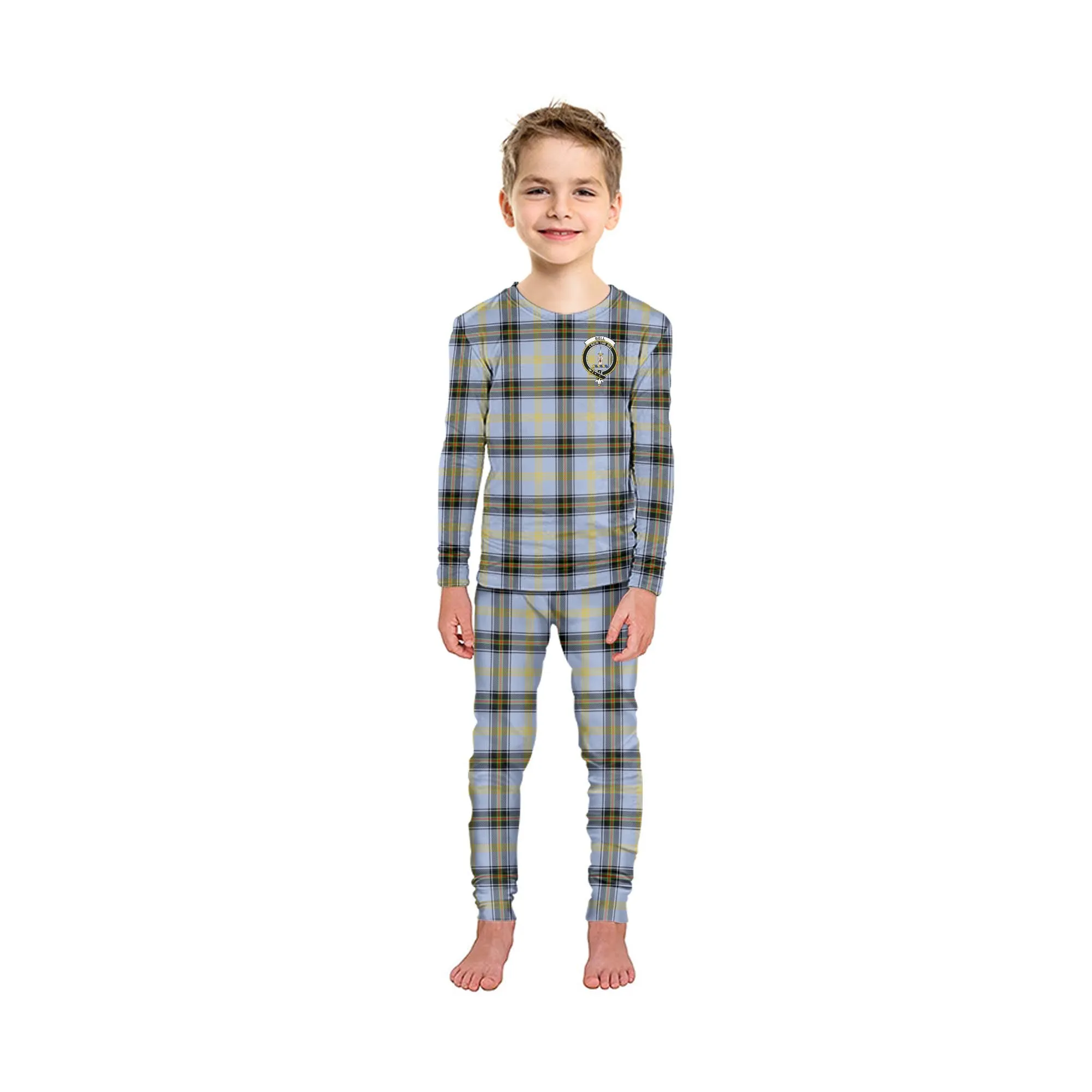 Bell Tartan Pajamas Family Set with Family Crest