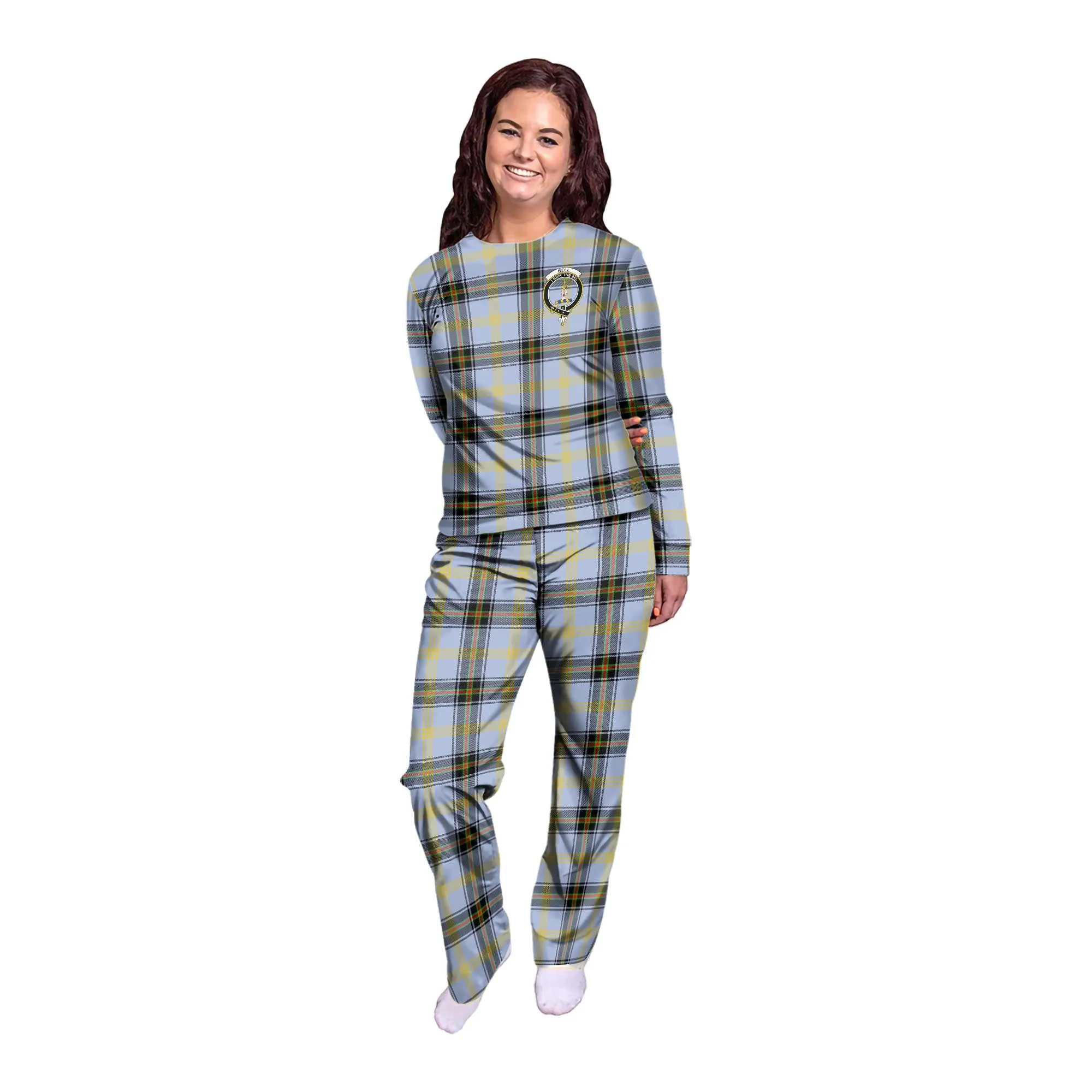 Bell Tartan Pajamas Family Set with Family Crest