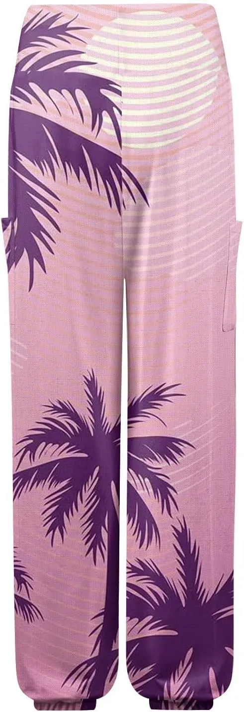 Boho Pants for Women Summer Loose Long Pant Yoga Comfy Work Pockets Trousers Casual Flowy Hippie Clothes