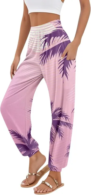 Boho Pants for Women Summer Loose Long Pant Yoga Comfy Work Pockets Trousers Casual Flowy Hippie Clothes