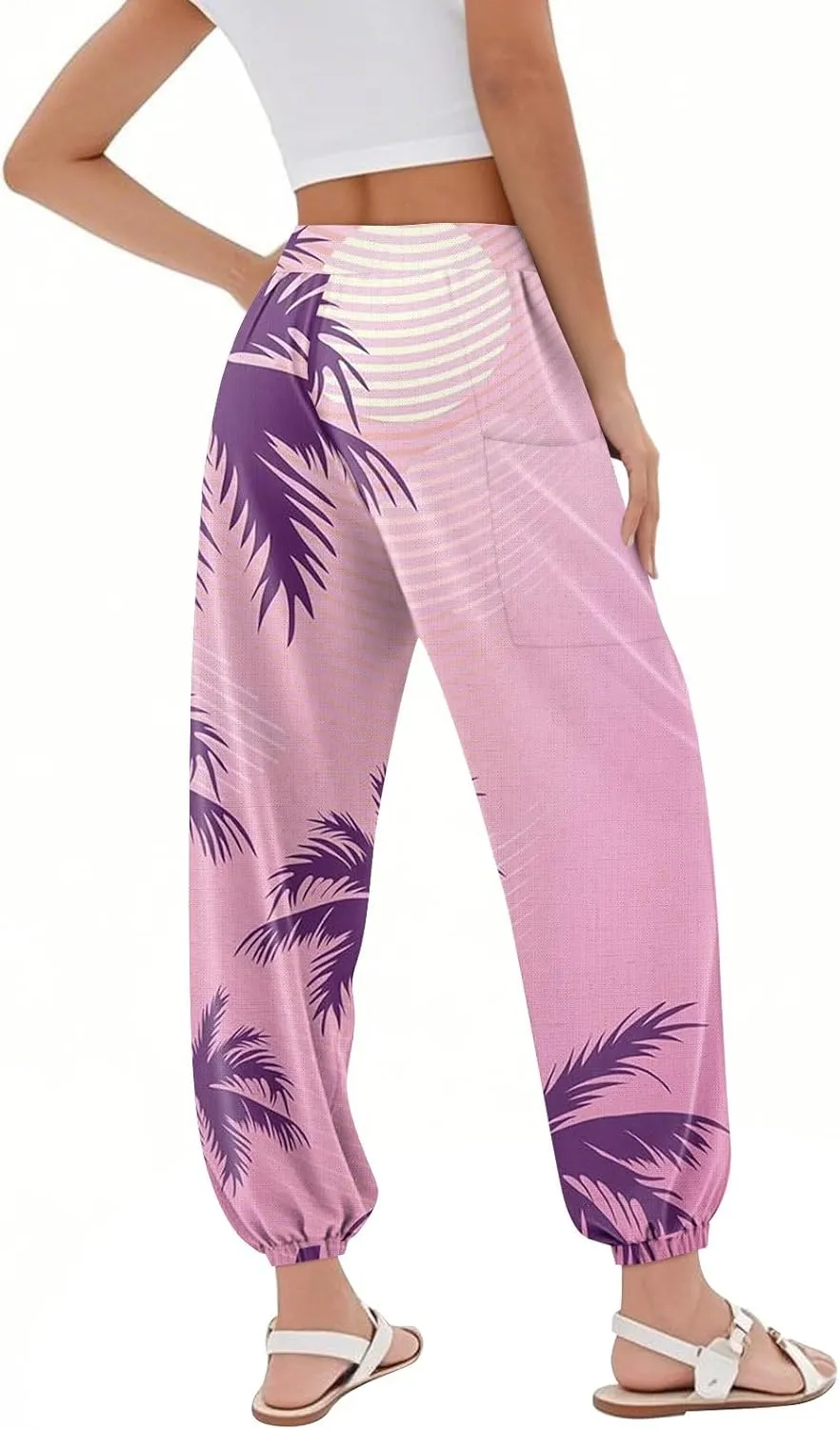 Boho Pants for Women Summer Loose Long Pant Yoga Comfy Work Pockets Trousers Casual Flowy Hippie Clothes