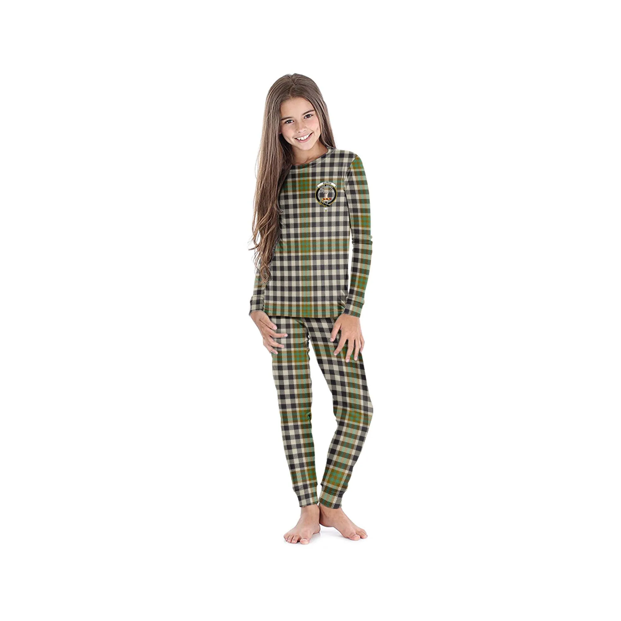 Burns Check Tartan Pajamas Family Set with Family Crest