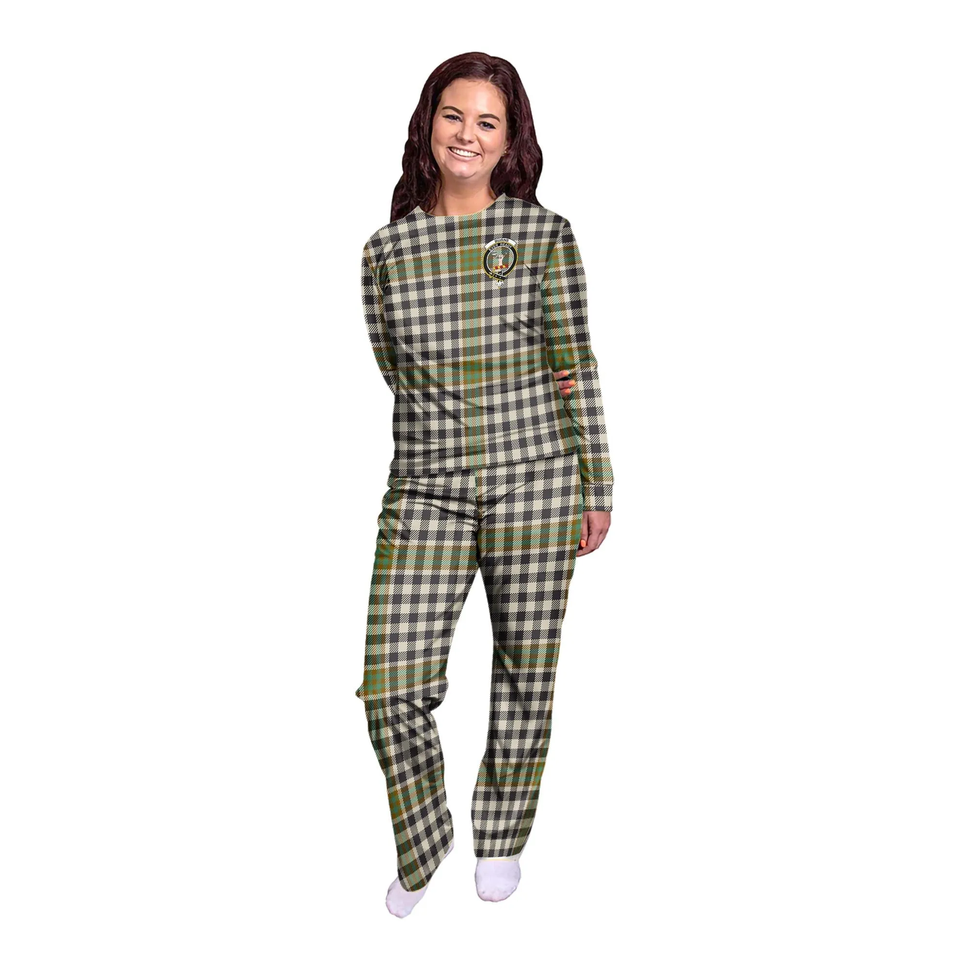 Burns Check Tartan Pajamas Family Set with Family Crest