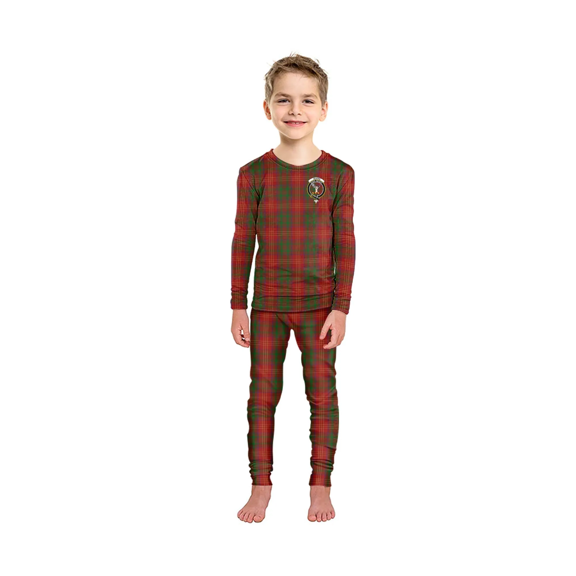 Burns Tartan Pajamas Family Set with Family Crest