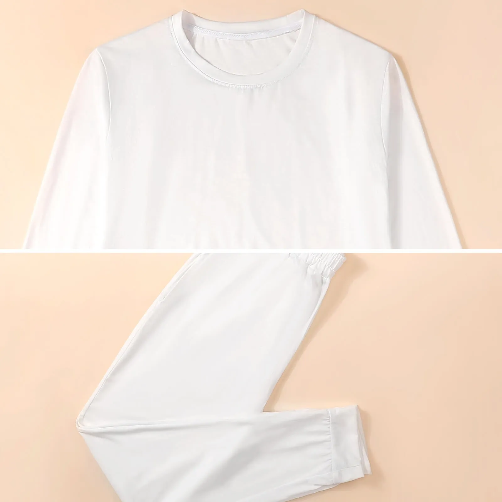 Custom Girlfriend's Face White Nightwear Long Sleeve Pjs for Him Personalized Photo Men's Pajamas