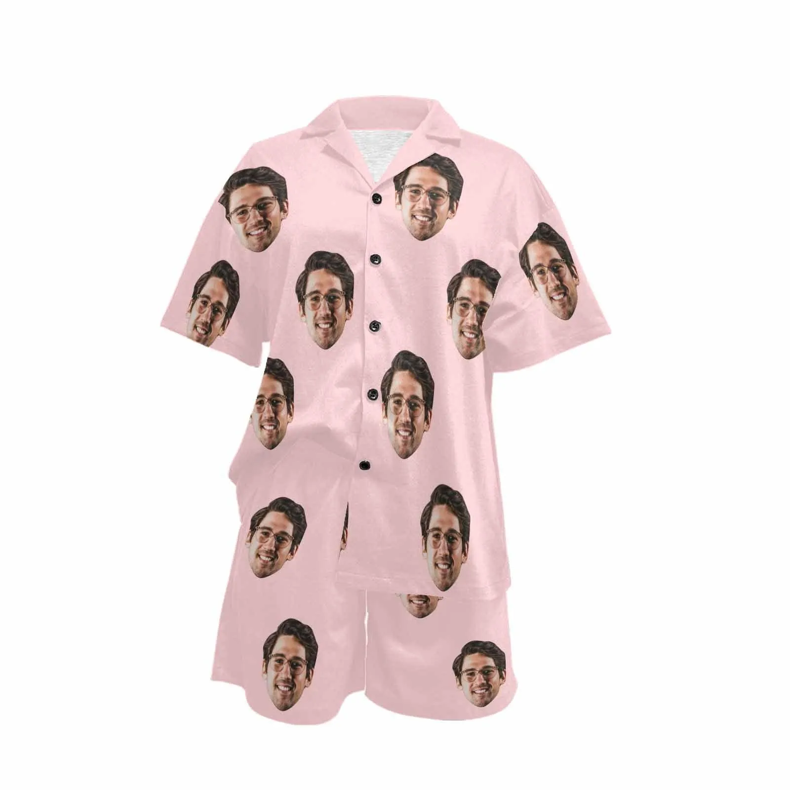 Custom Photo Love MOM Women's V-Neck Short Pajama Set Mother's Day & Birthday Gift