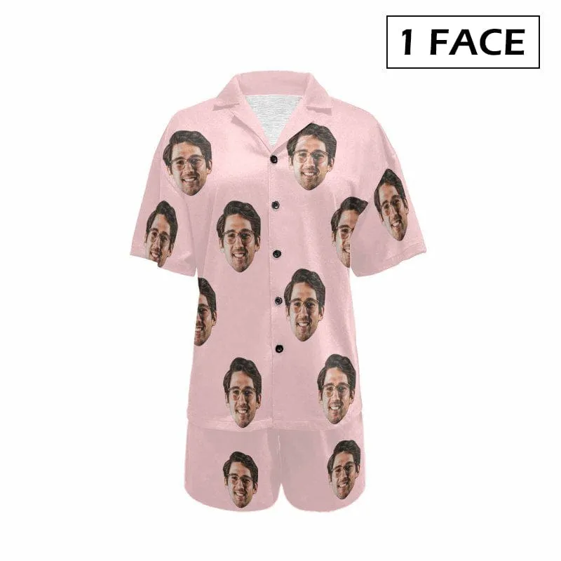 Custom Photo Love MOM Women's V-Neck Short Pajama Set Mother's Day & Birthday Gift