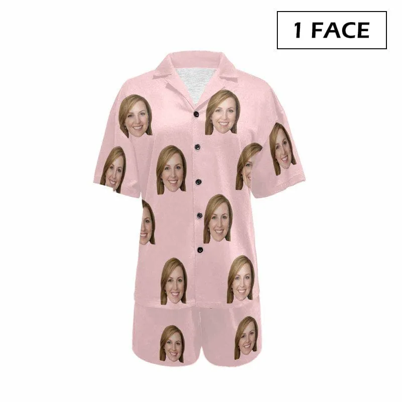 Custom Photo Love MOM Women's V-Neck Short Pajama Set Mother's Day & Birthday Gift