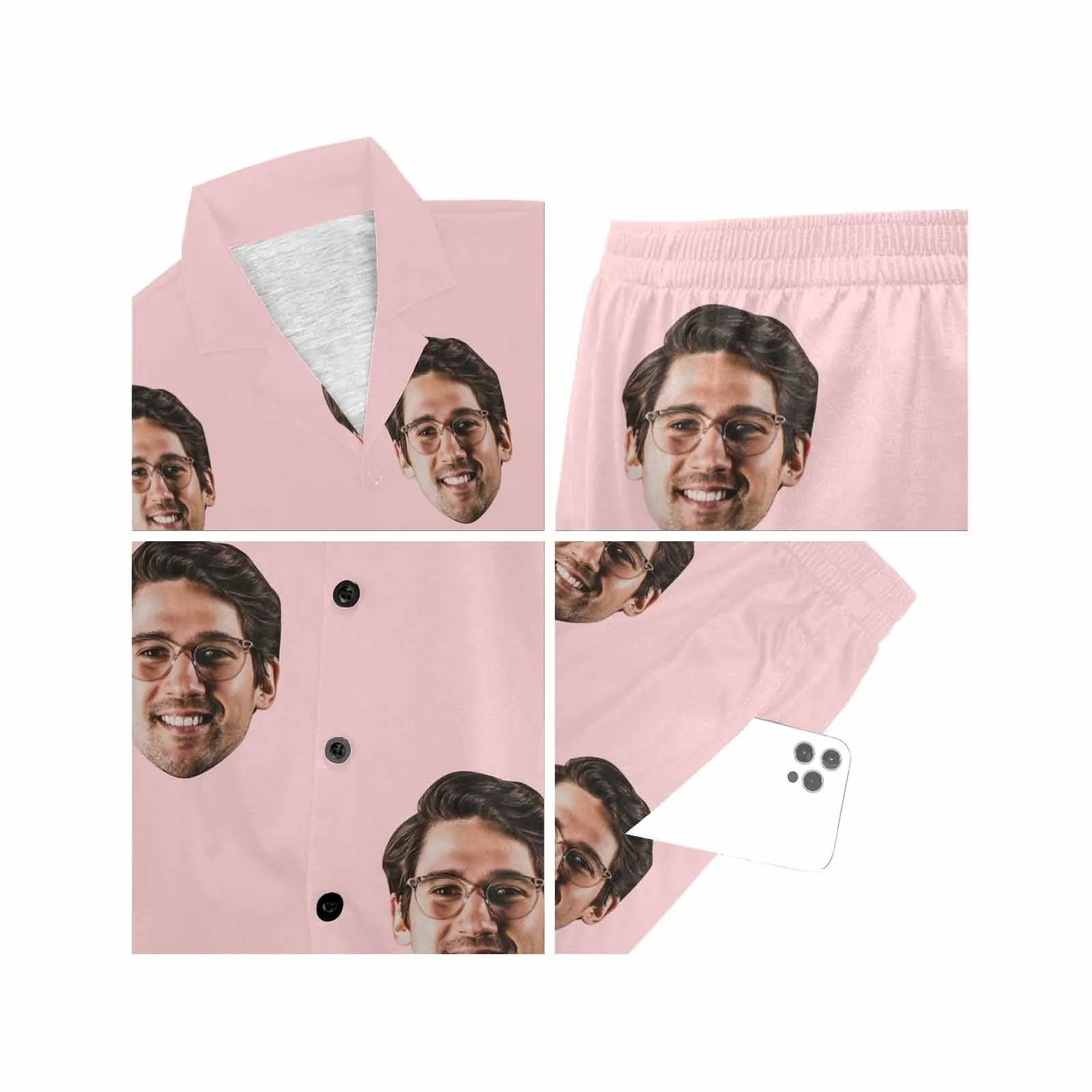 Custom Photo Love MOM Women's V-Neck Short Pajama Set Mother's Day & Birthday Gift