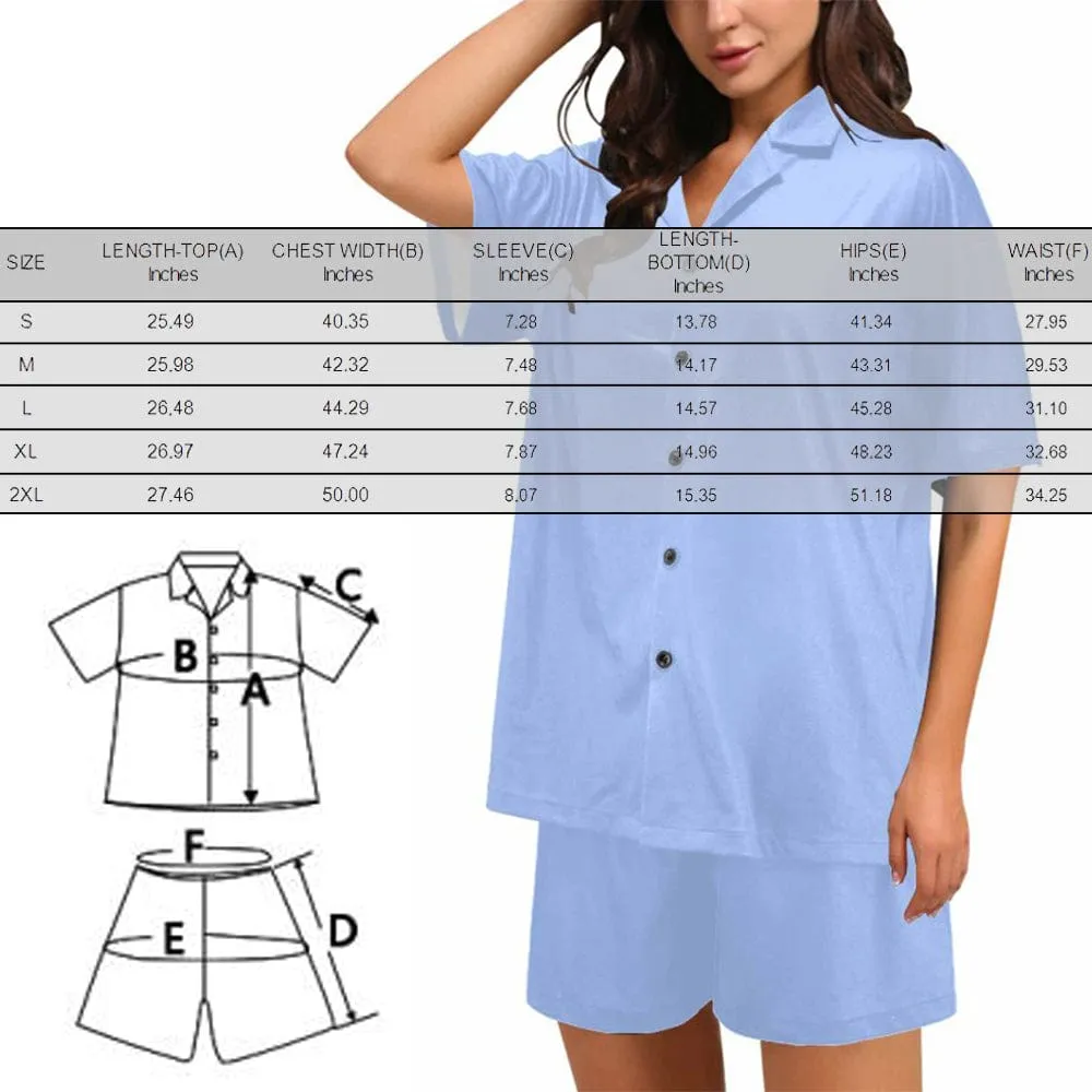 Custom Photo Love MOM Women's V-Neck Short Pajama Set Mother's Day & Birthday Gift