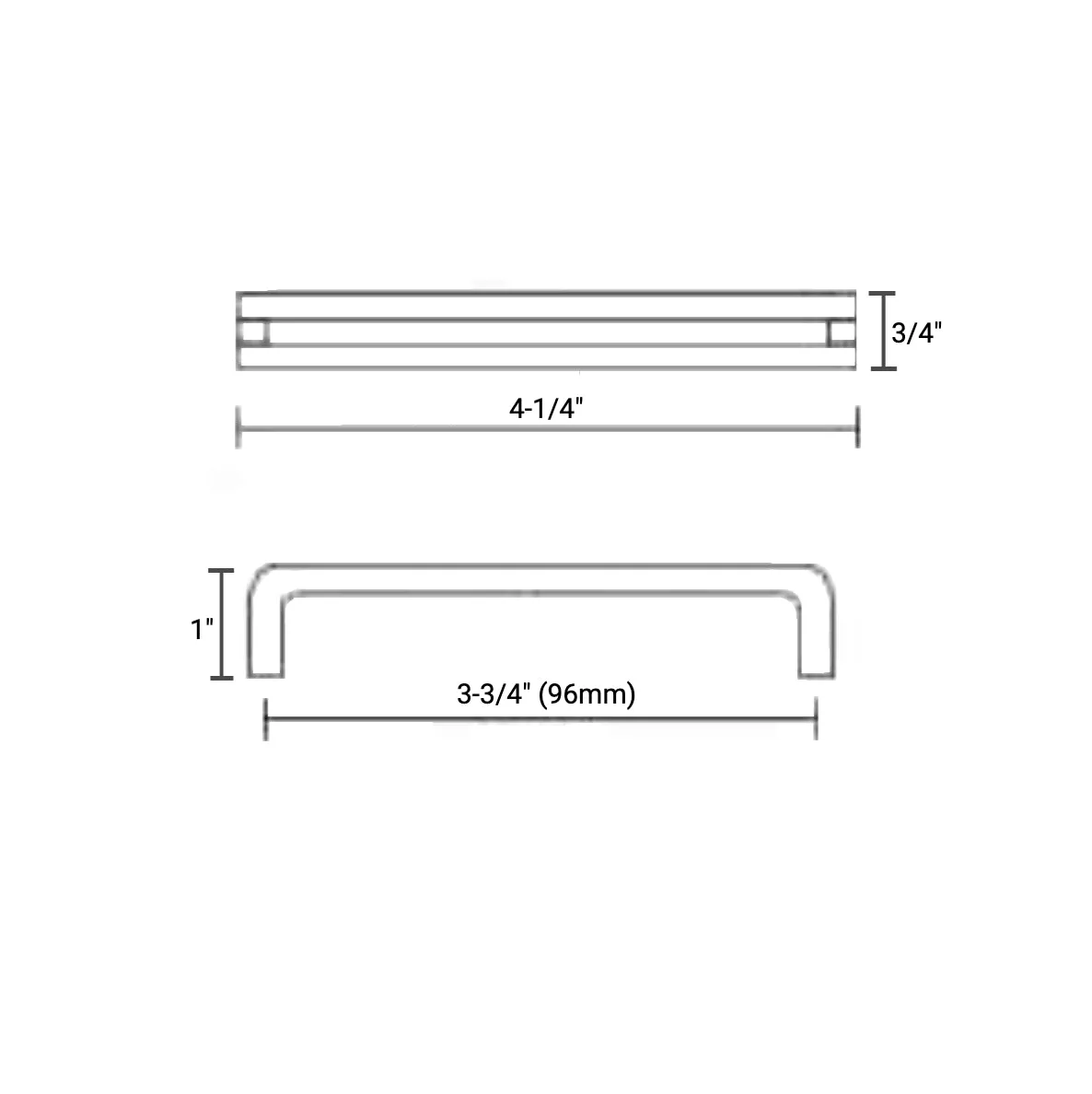 Diversa Limited Edition Matte Black 3-3/4" (96mm) Reveal Cabinet Drawer Pull