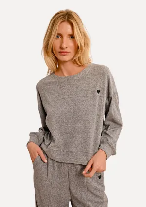 Emmy Sweatshirt With Heart Logo - Ash Grey