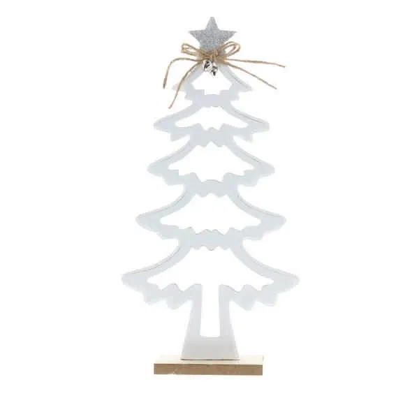 Festive 25cm Blue/White Wooden Christmas Tree