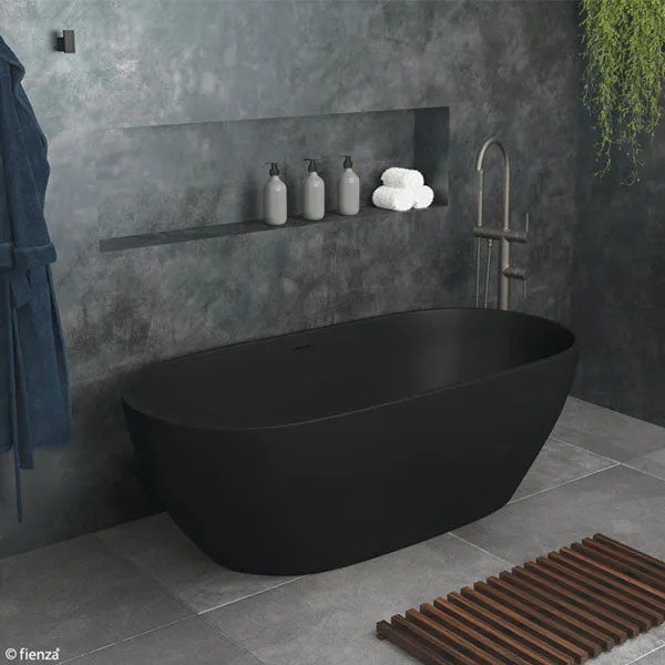 Fienza Luciana Matte Black Stone Freestanding Bath