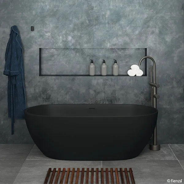 Fienza Luciana Matte Black Stone Freestanding Bath