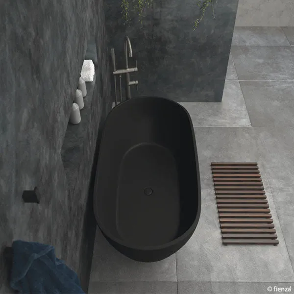 Fienza Luciana Matte Black Stone Freestanding Bath