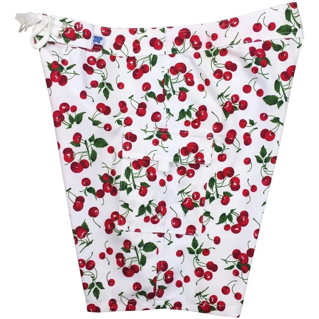 Fixed (Non Elastic) Waist Womens Board Shorts "a la Mode" (White) * CUSTOM *