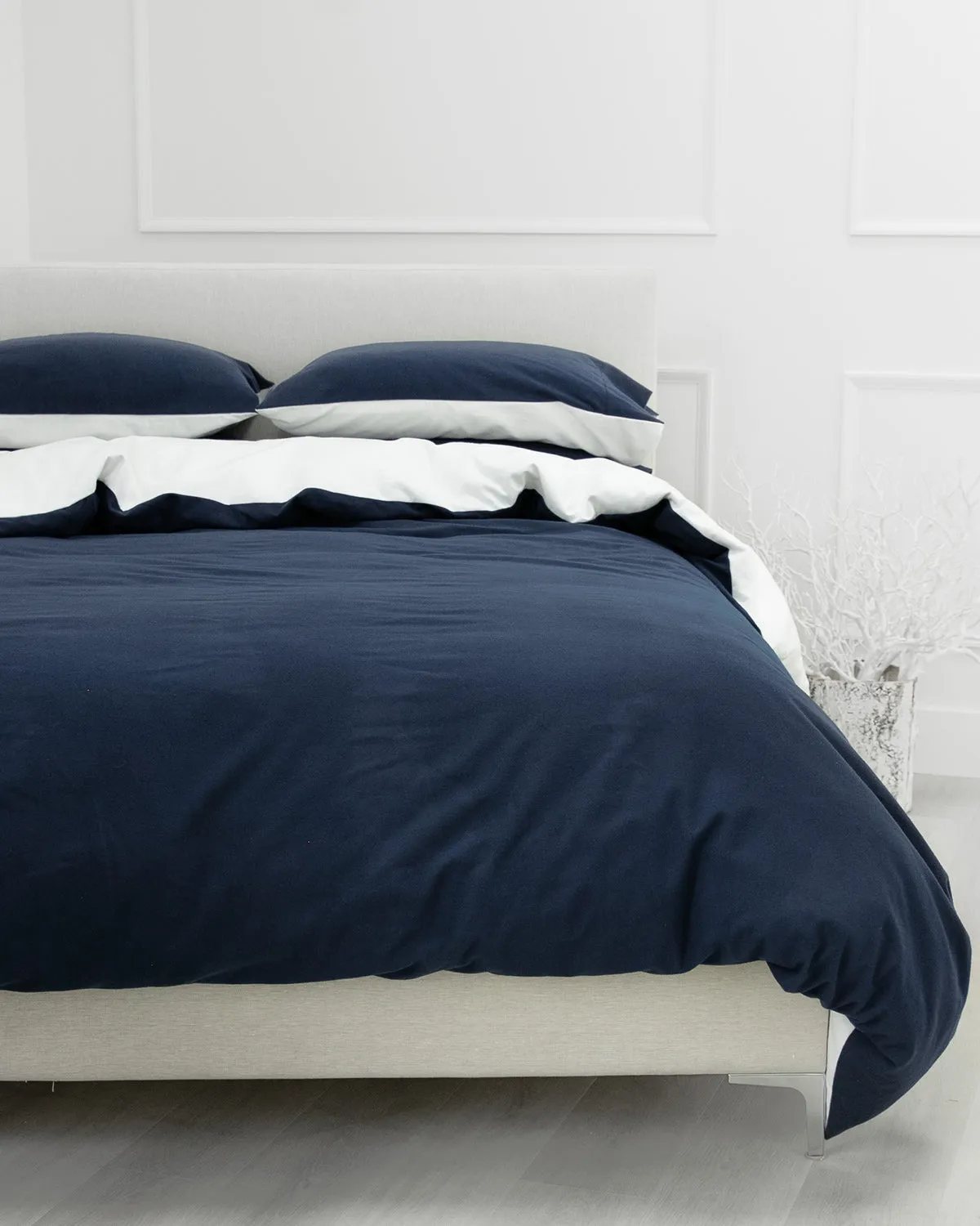 Flannel Navy/White Pillow Cases