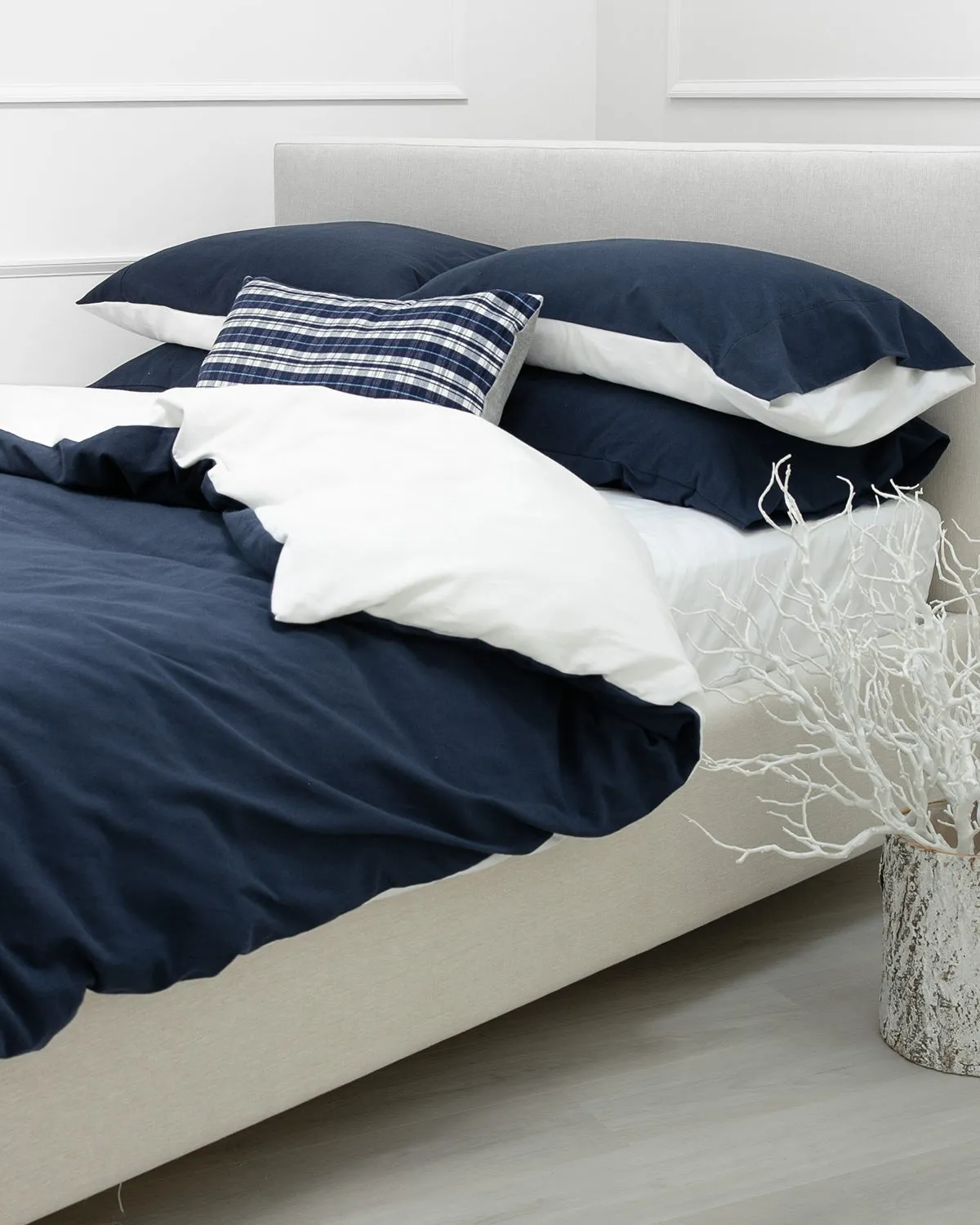 Flannel Navy/White Pillow Cases