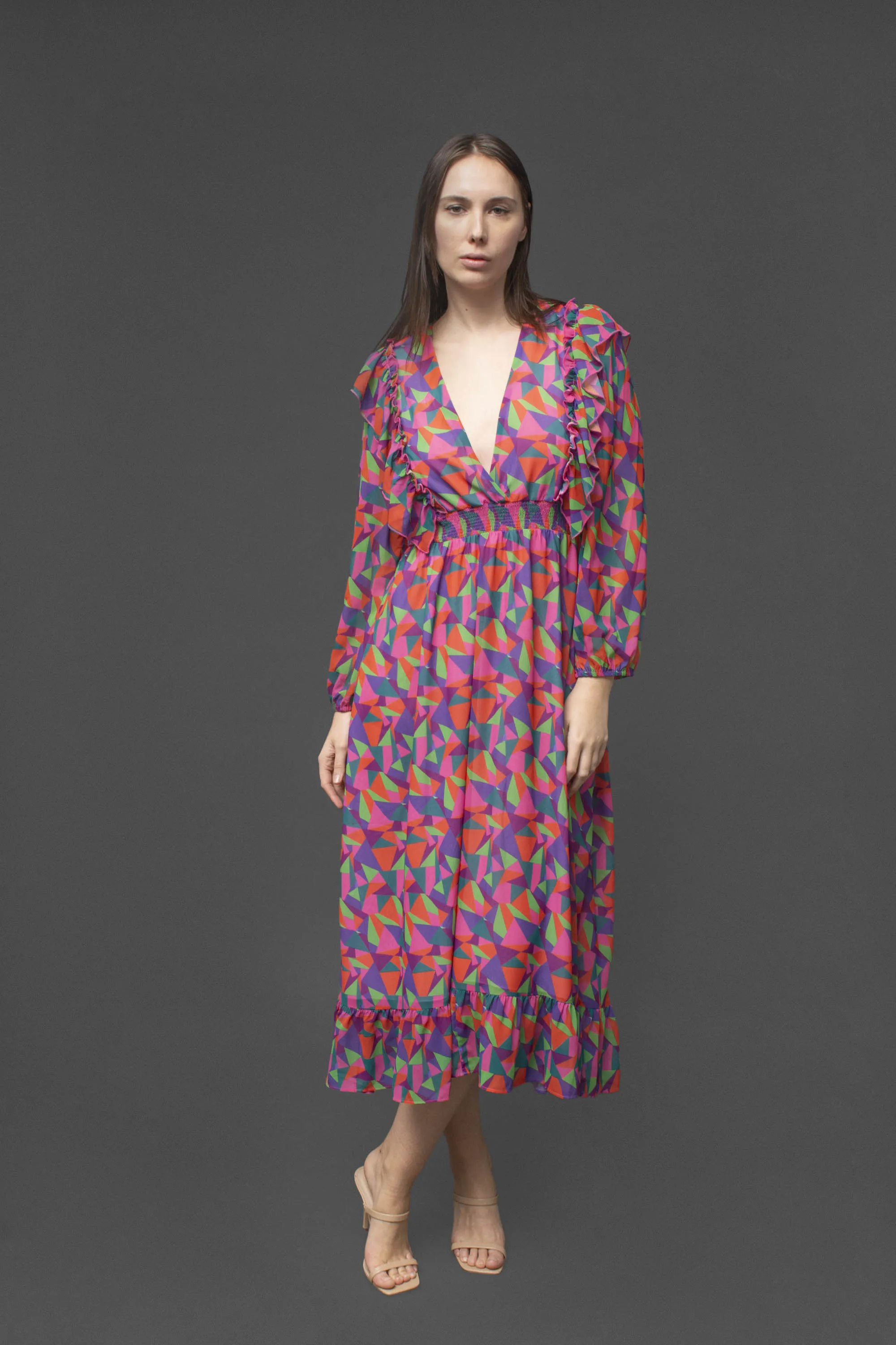 GEO PRINT LONG DRESS