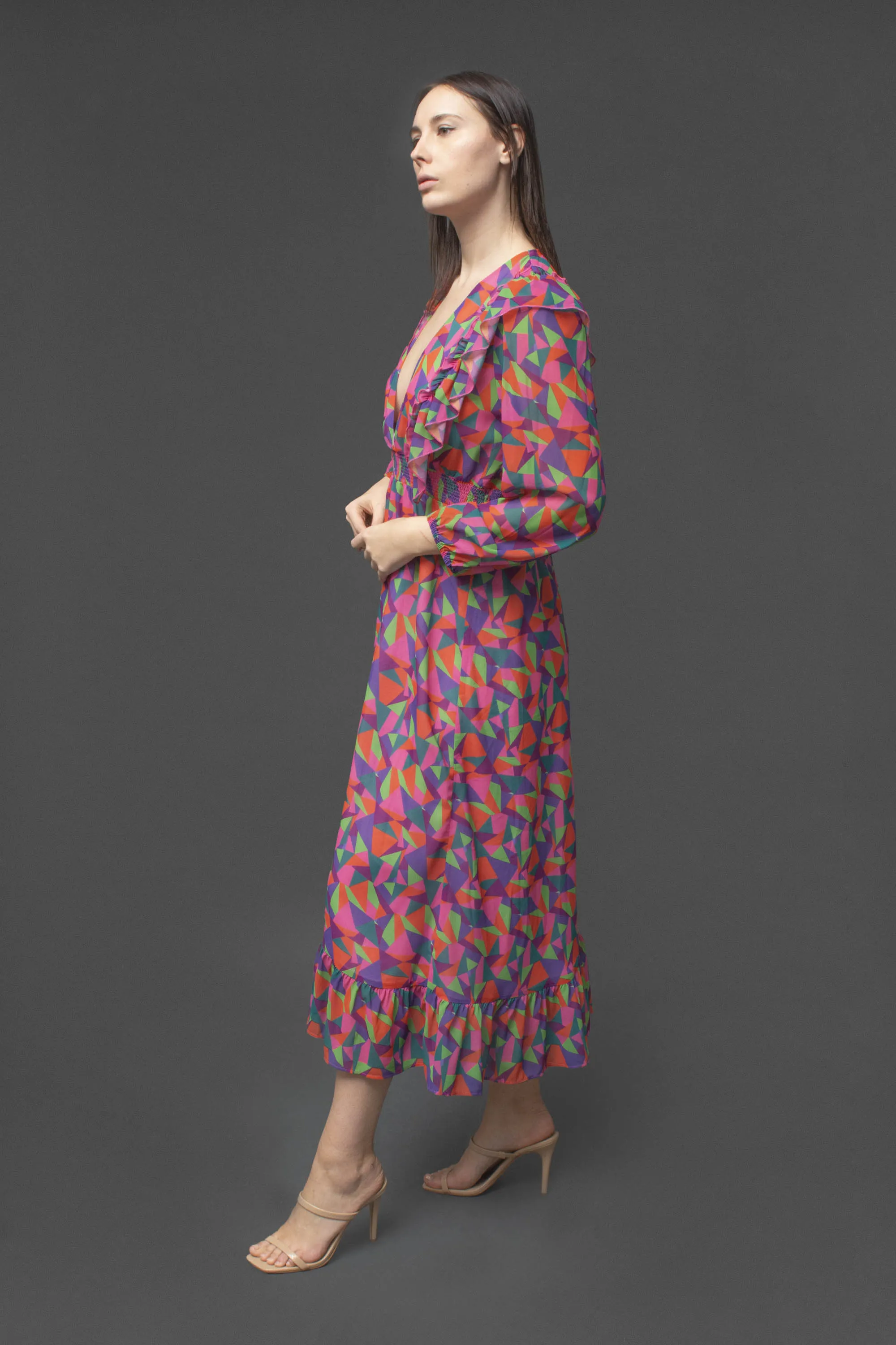 GEO PRINT LONG DRESS