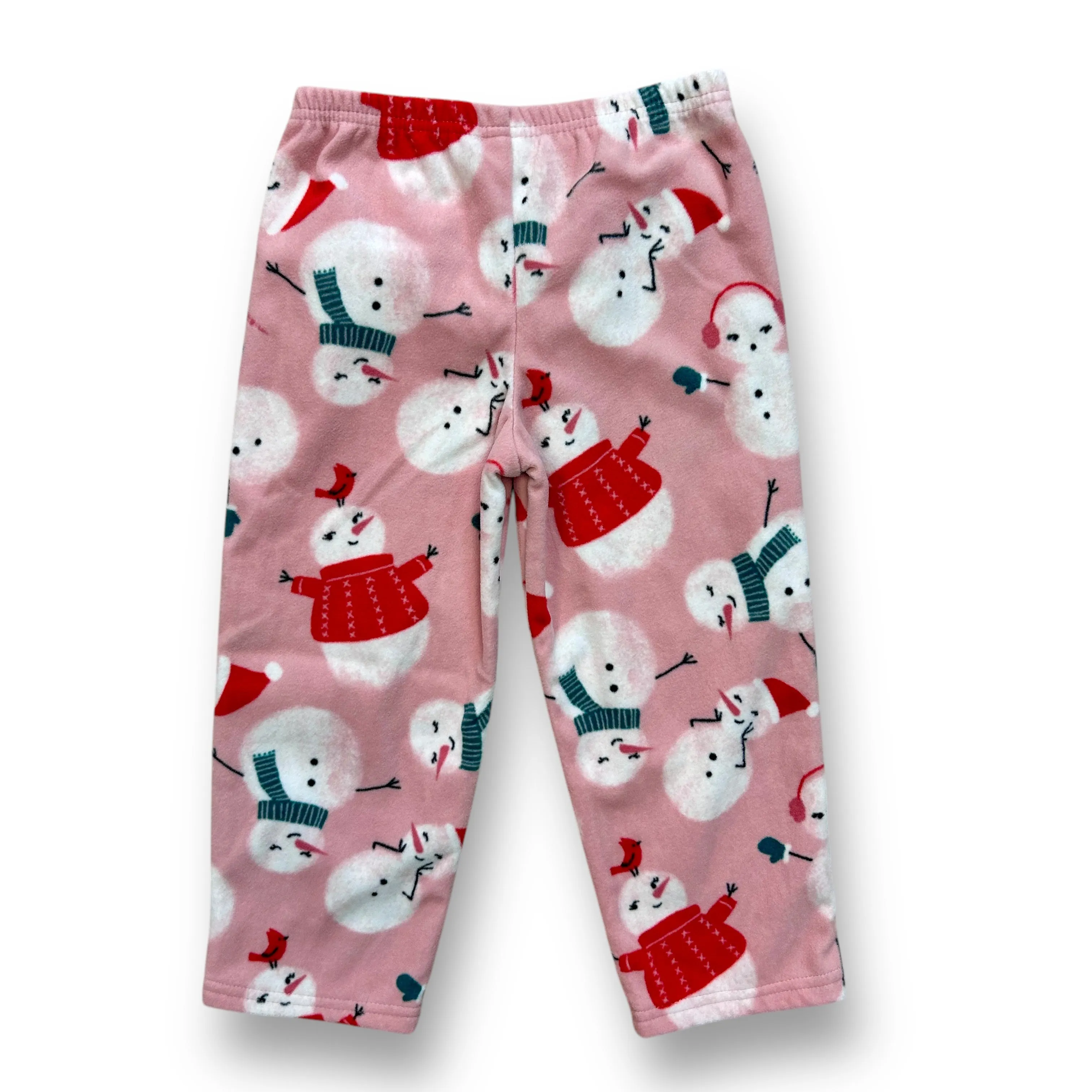 Girls Just One You Size 4T Pink Fleece Snowman Christmas Pajama Bottoms