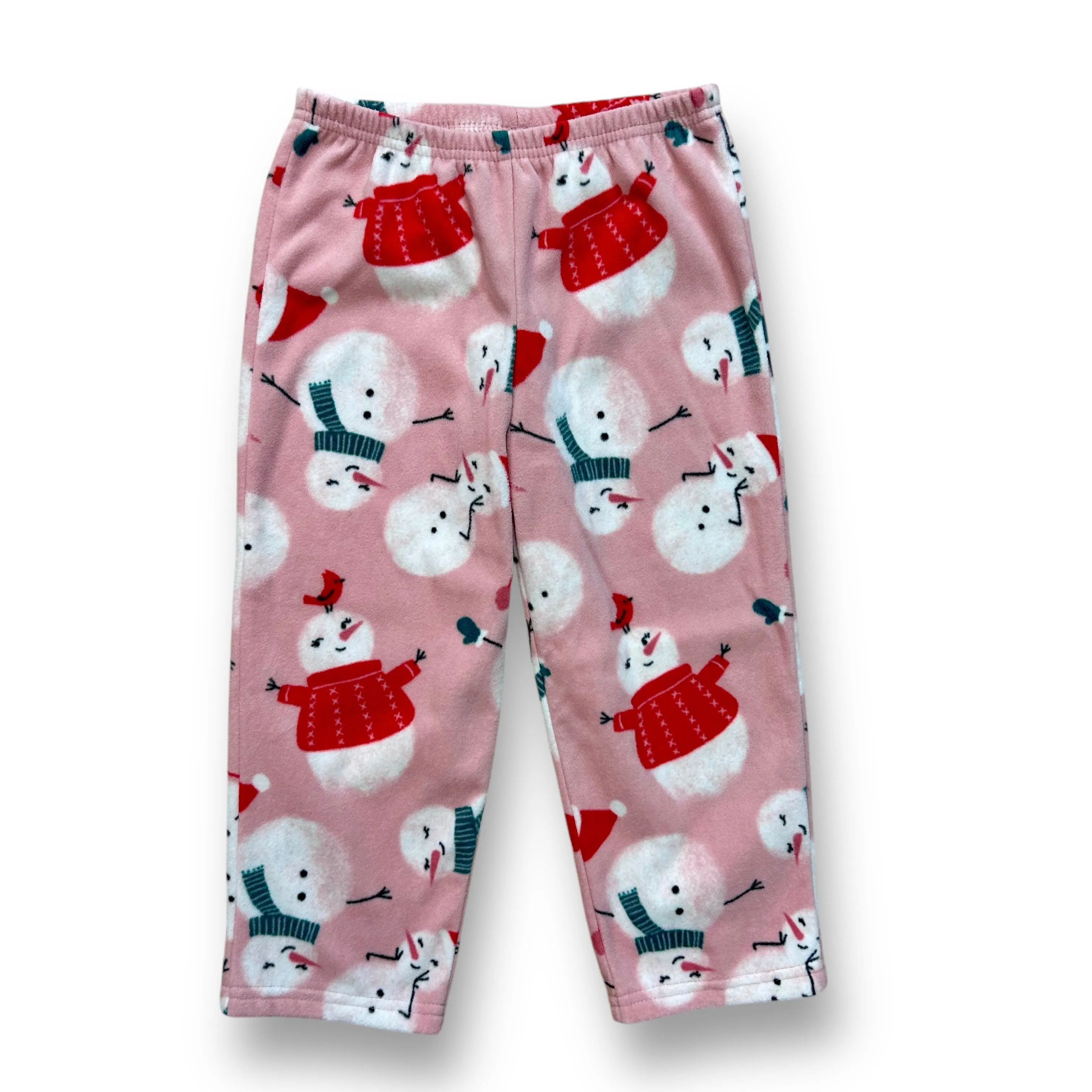 Girls Just One You Size 4T Pink Fleece Snowman Christmas Pajama Bottoms