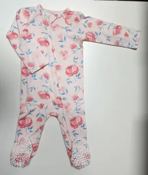 Girls Pink Peony Footie