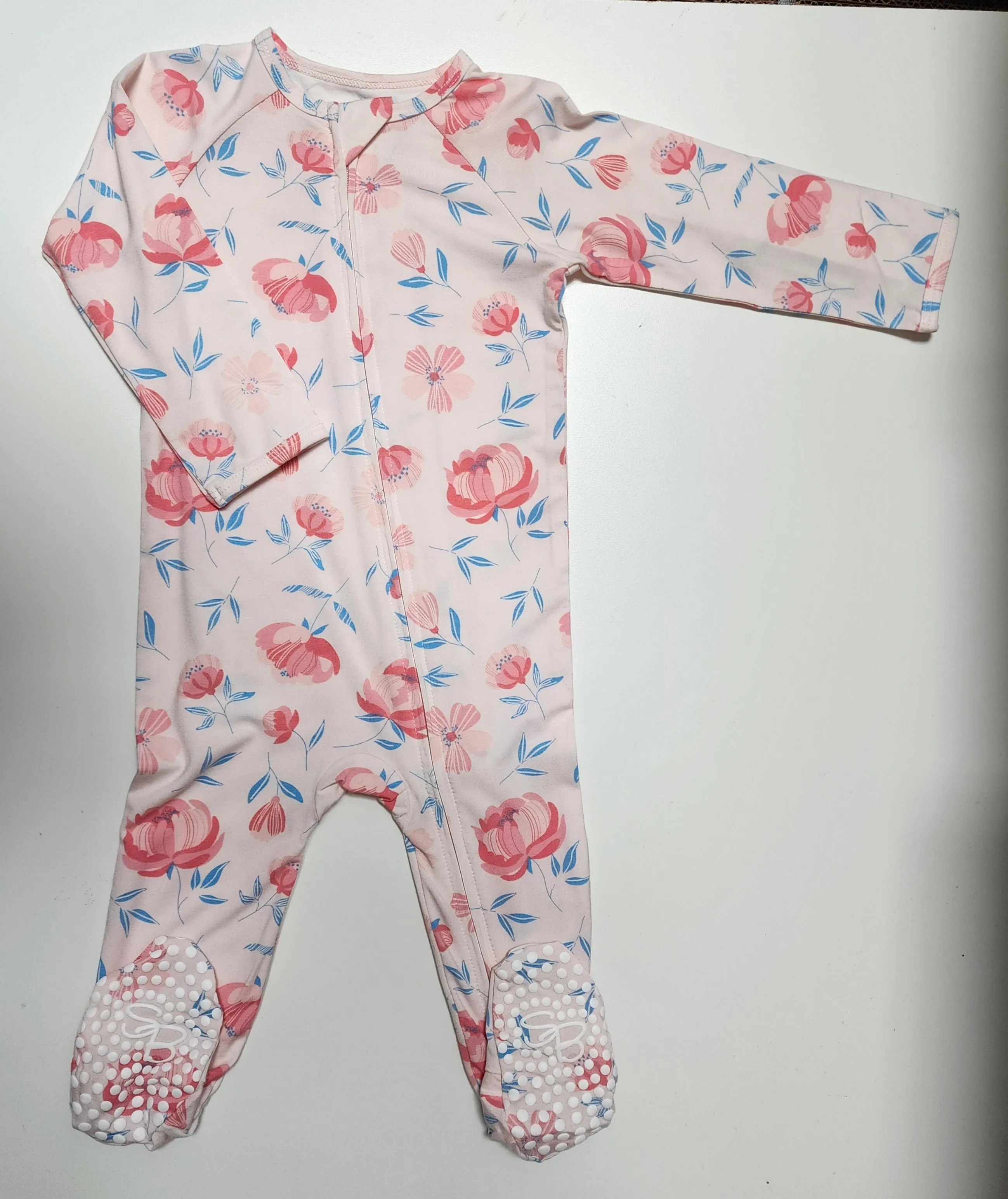 Girls Pink Peony Footie