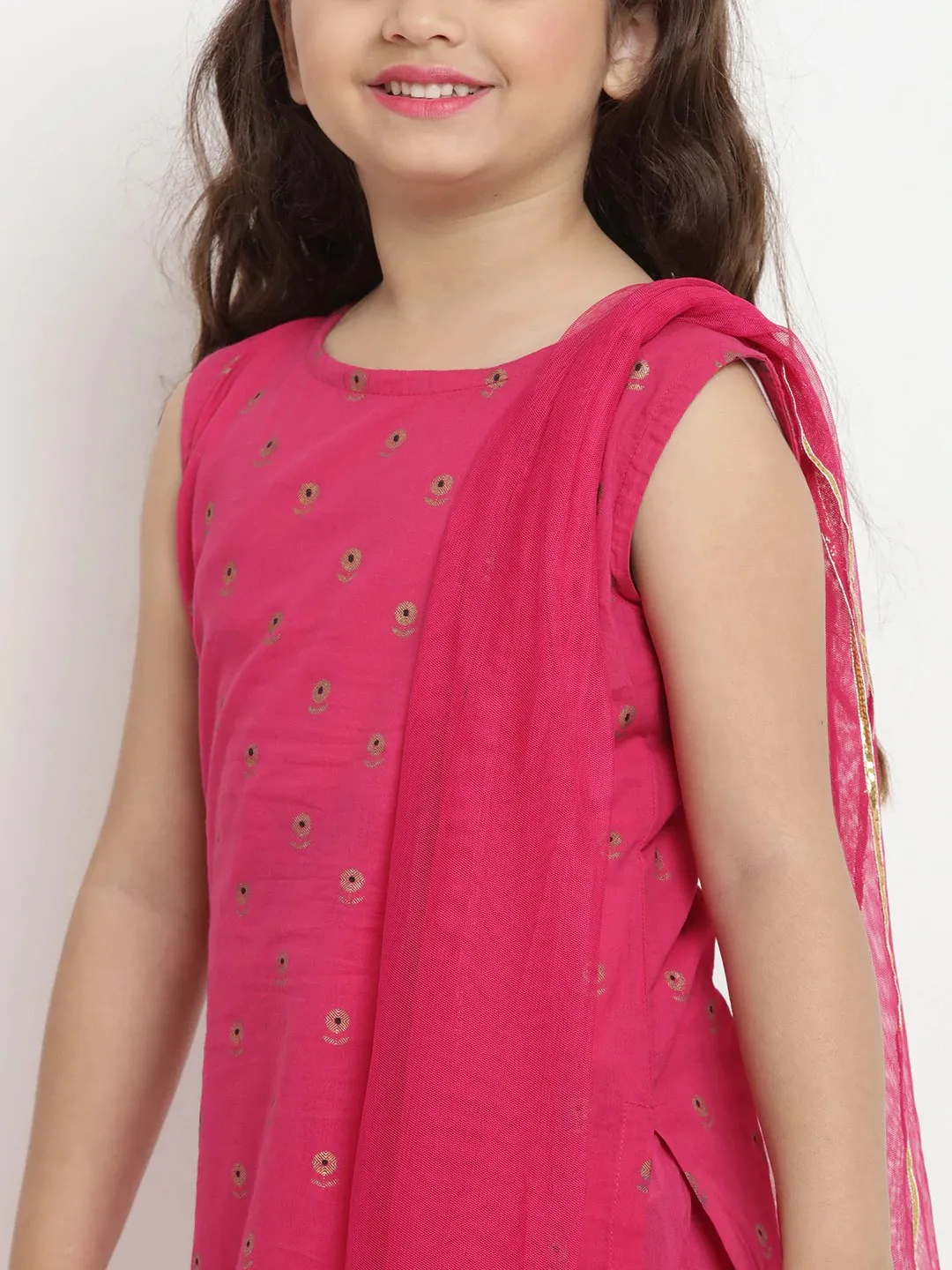 Girl's Printed Kurta With Sharara & Dupatta - Bitiya By Bhama