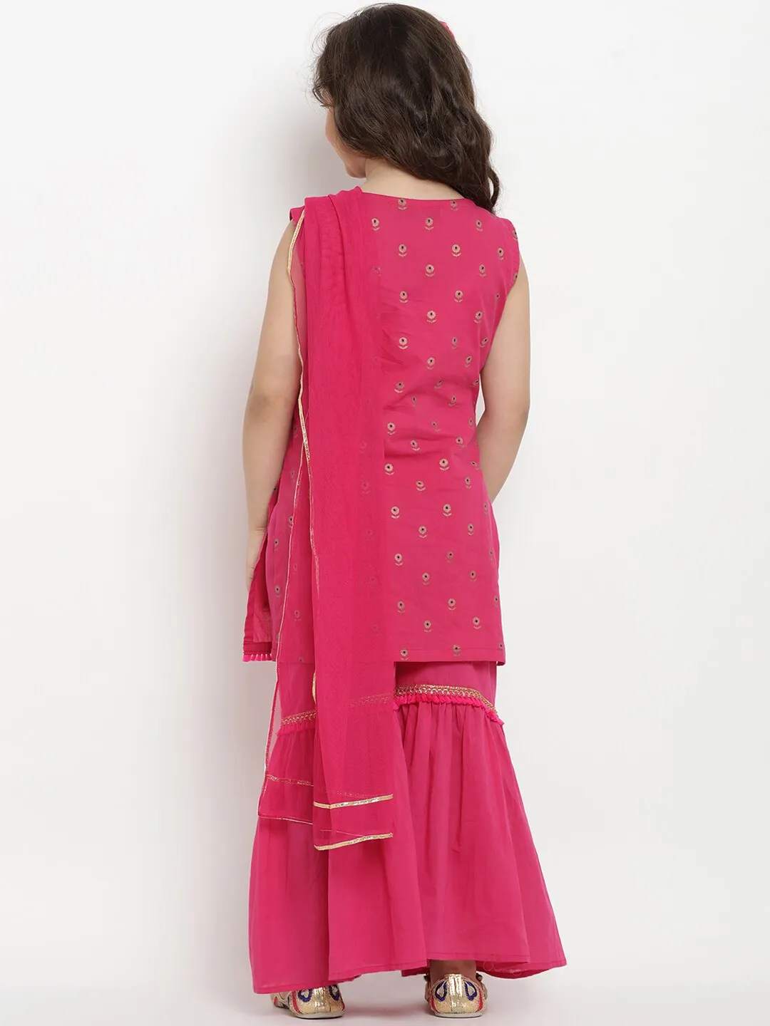 Girl's Printed Kurta With Sharara & Dupatta - Bitiya By Bhama