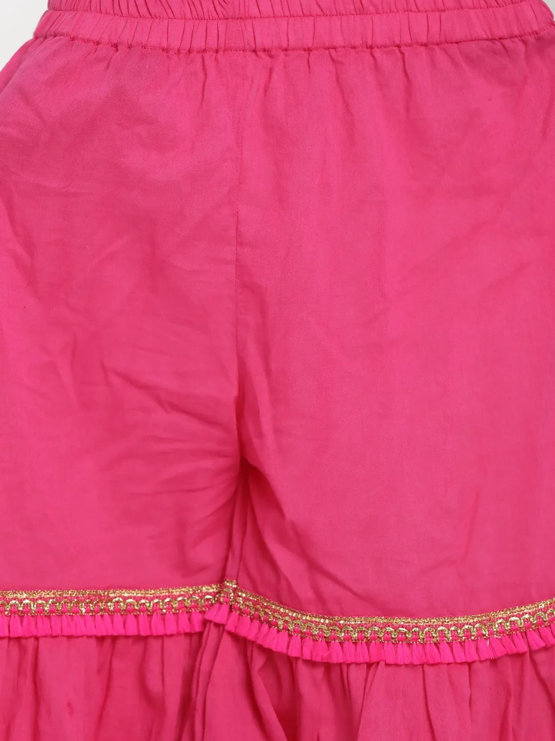 Girl's Printed Kurta With Sharara & Dupatta - Bitiya By Bhama