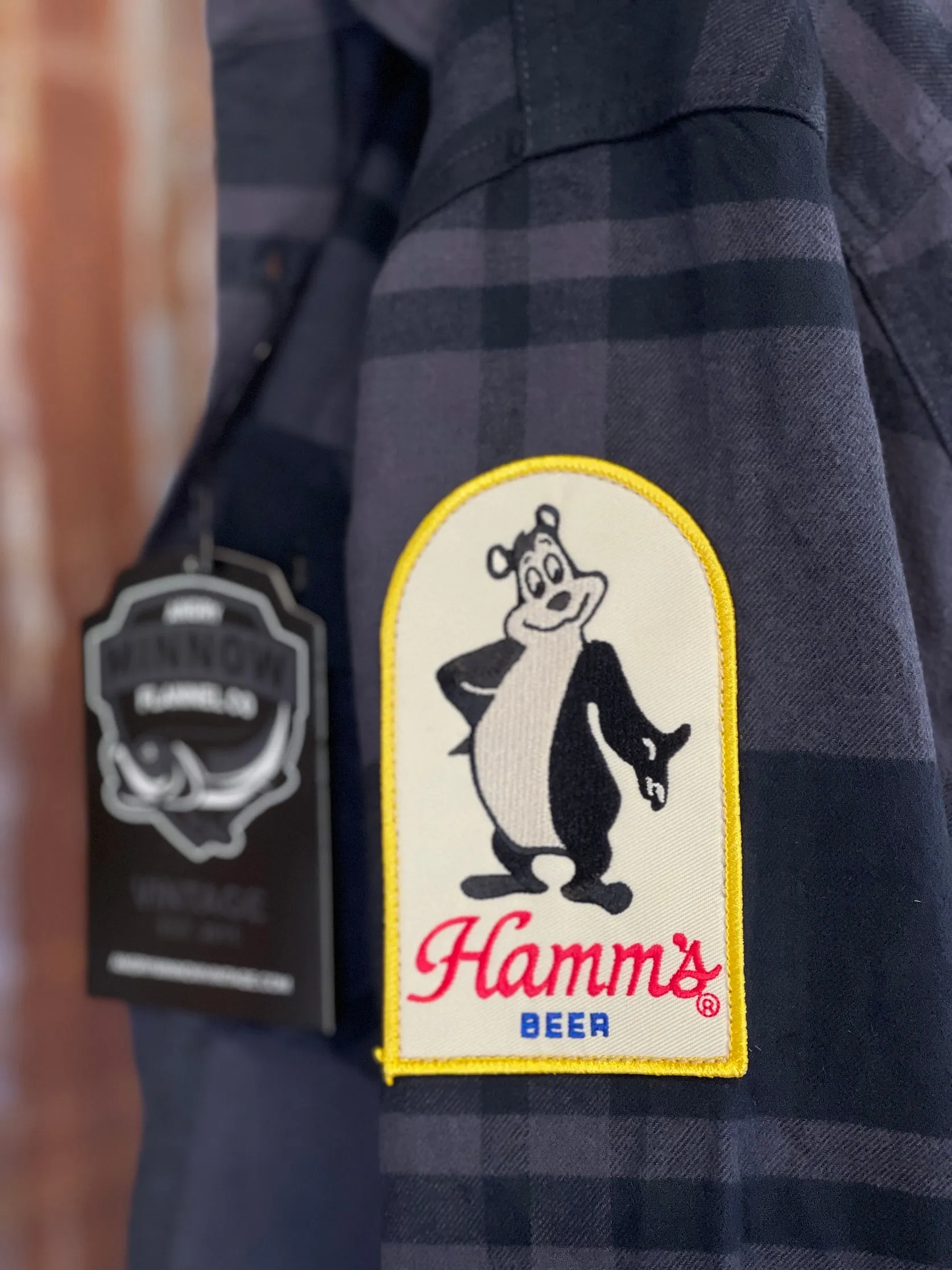 Hamm's Hockey Bear Flannel- Classic Black/ Grey Plaid