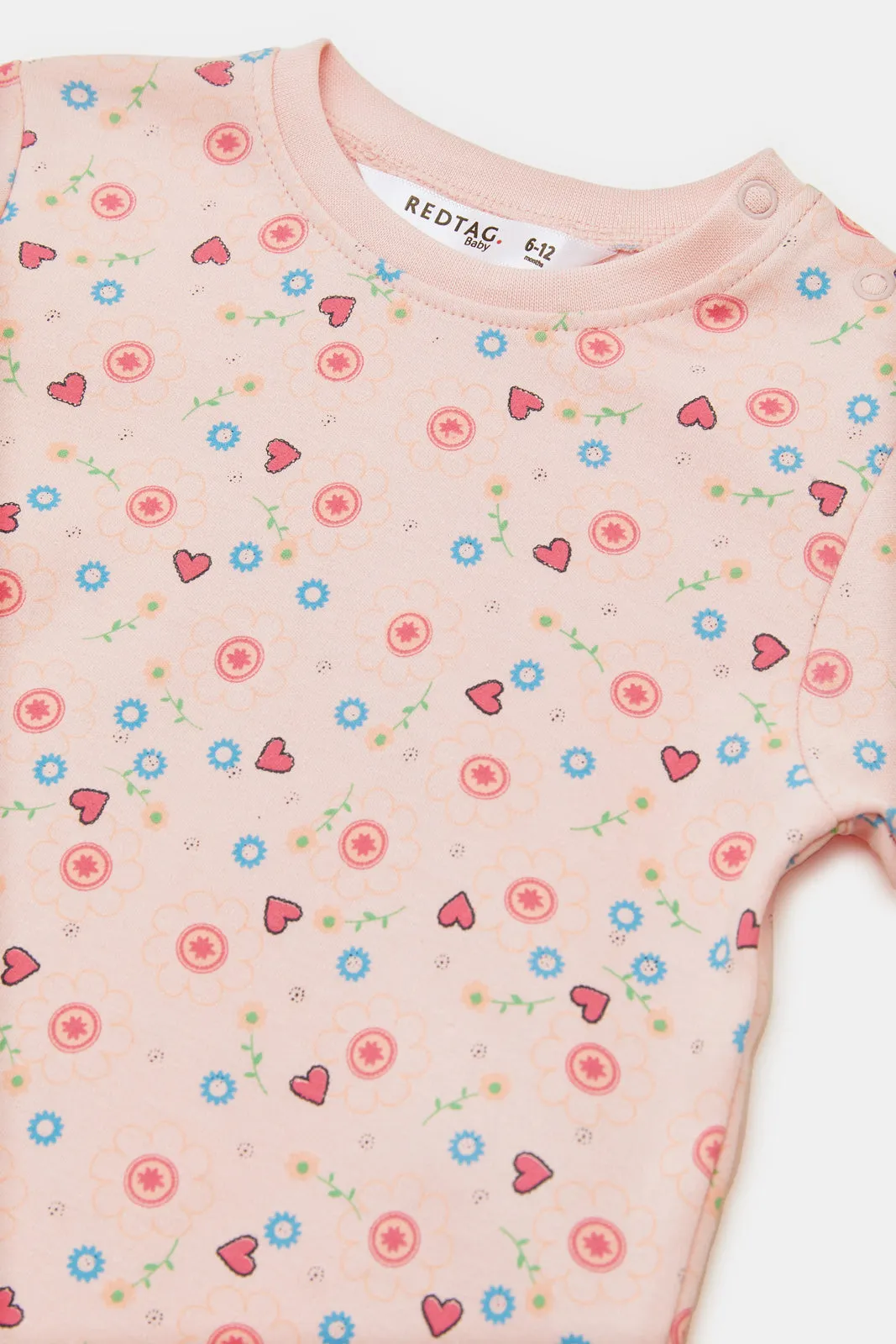 Infant Girls Pink Printed Interlock Pyjama Set (2 Piece)