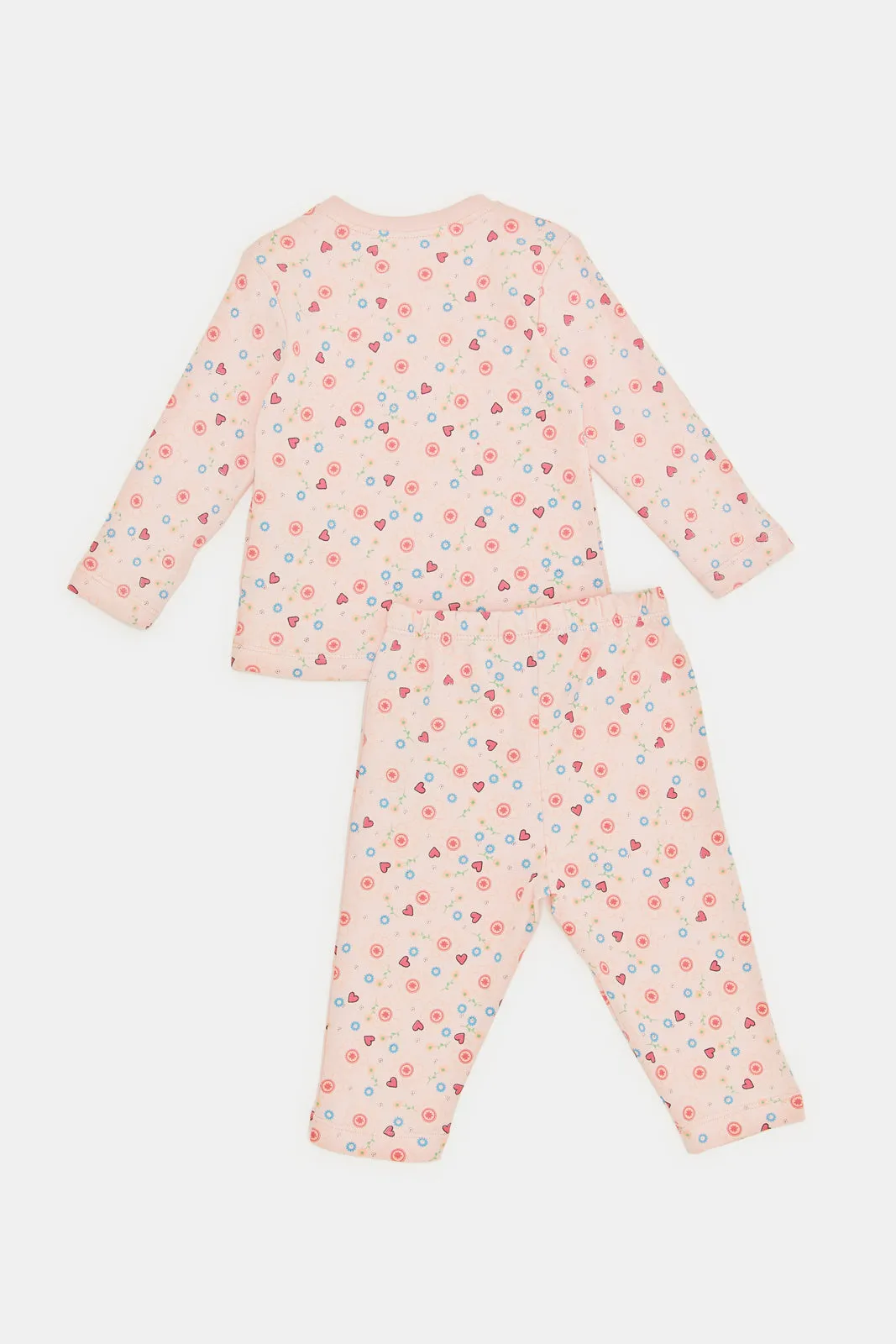 Infant Girls Pink Printed Interlock Pyjama Set (2 Piece)