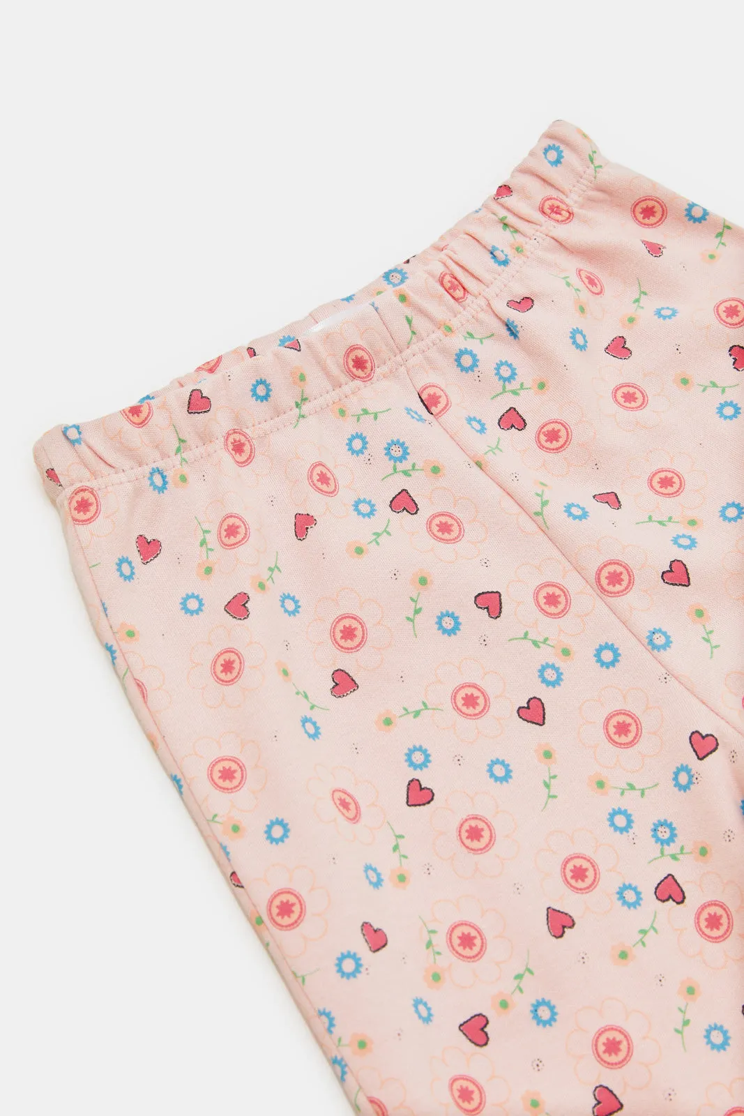 Infant Girls Pink Printed Interlock Pyjama Set (2 Piece)