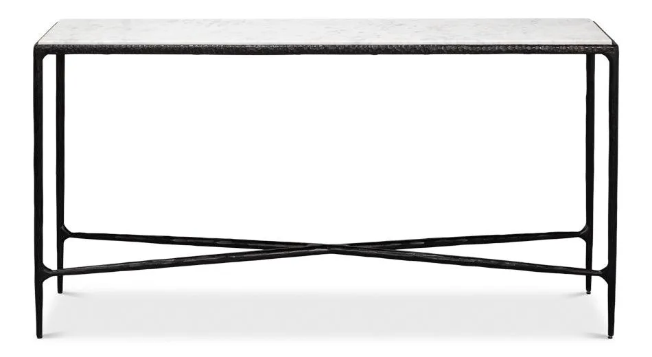 Iron Forged Marble Top Console Table