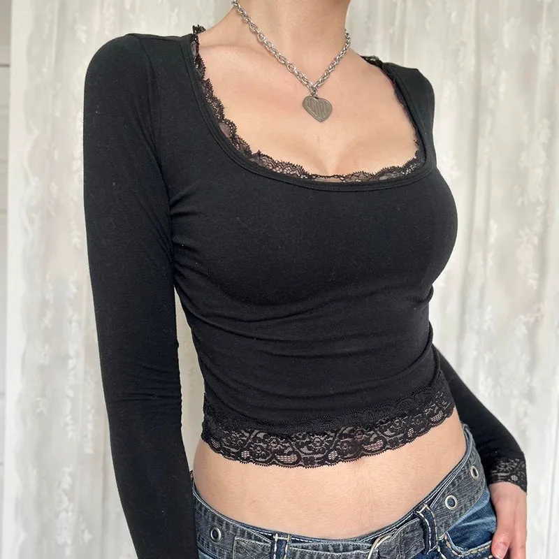 Jaidah Lace Square Neck Top