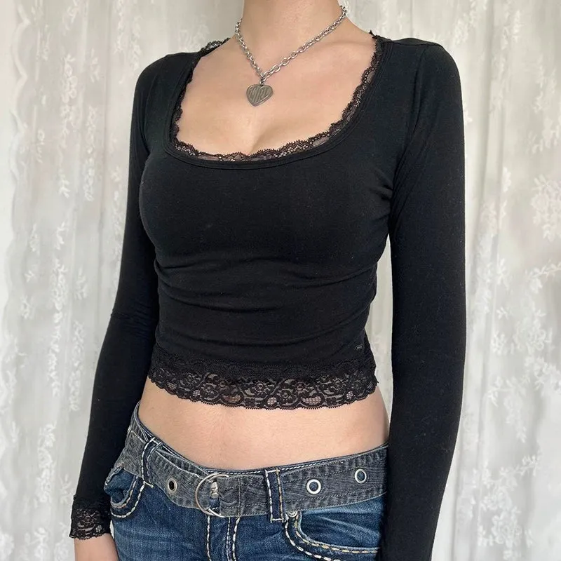 Jaidah Lace Square Neck Top