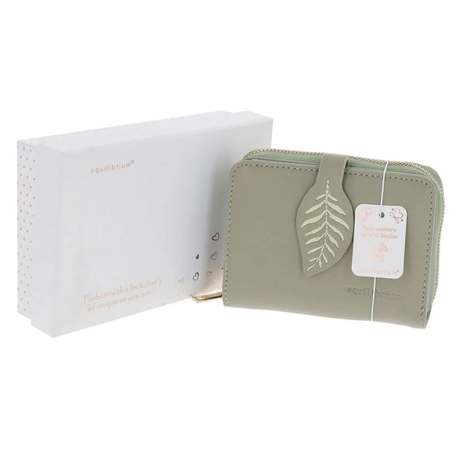 Joe Davies 9cm Sage Embroidered Leaf Purse
